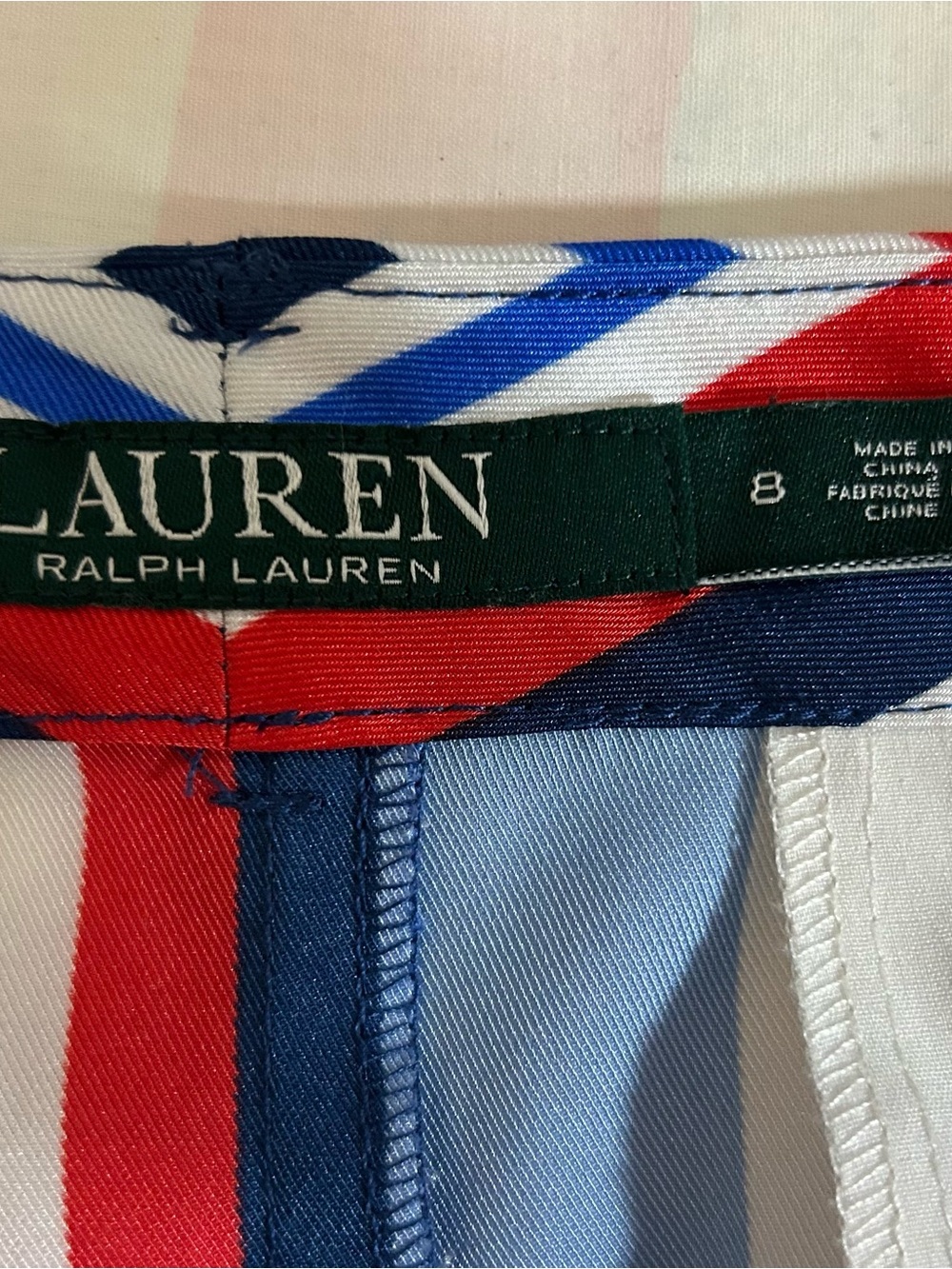 Lauren Ralph Lauren Striped Midi Skirt Size 8 Tie Waist Nautical Preppy Chic - Picture 4 of 15